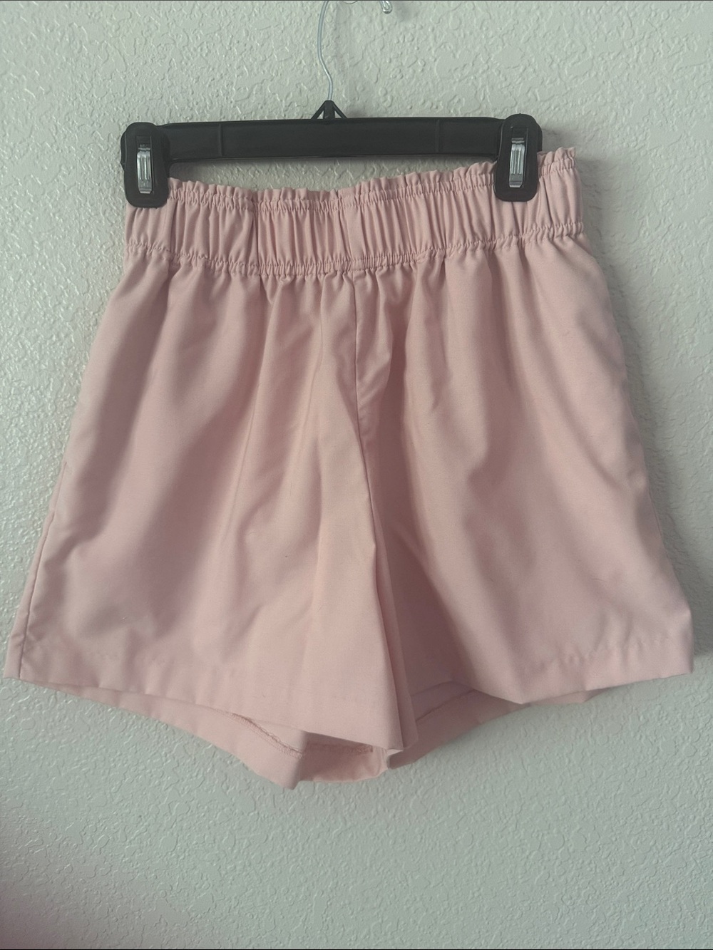 Women's High-Waist Pink Elastic Waist Shorts